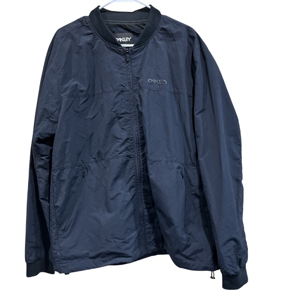 Oakley Bomber Jacket Mens XL Black Regular Fit Mesh Lined Windbreaker‎ Tactical